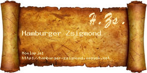 Hamburger Zsigmond névjegykártya